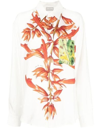 Pierre Louis Mascia Floral-print Silk Shirt - White