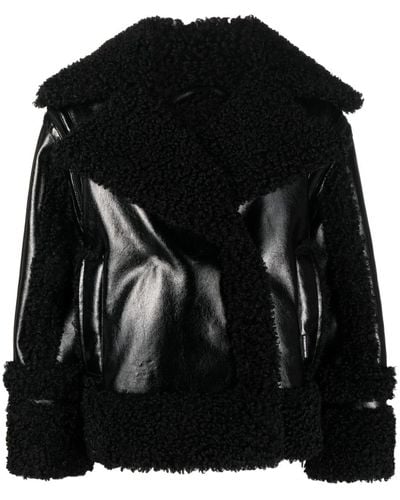 Karl Lagerfeld Notched-collar Faux-shearling Jacket - Black