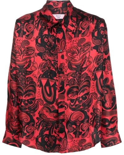 Martine Rose Paisley-print Silk Shirt - Red