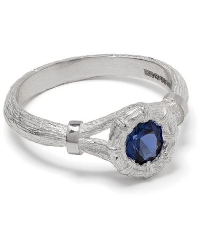 Bleue Burnham Mini Bound Willow Blue Sapphire Ring - White