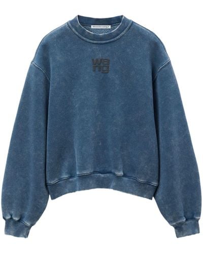Alexander Wang Puff Logo-appliqué Sweatshirt - Blue