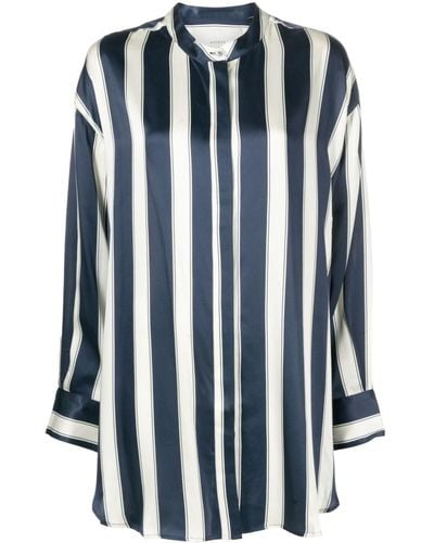 Asceno Mantera Striped Silk-satin Shirt - Blue