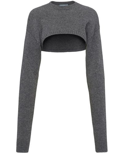 Prada Cropped Cashmere Sweater - Black