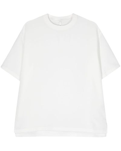 Attachment Side-slit Round-neck T-shirt - White