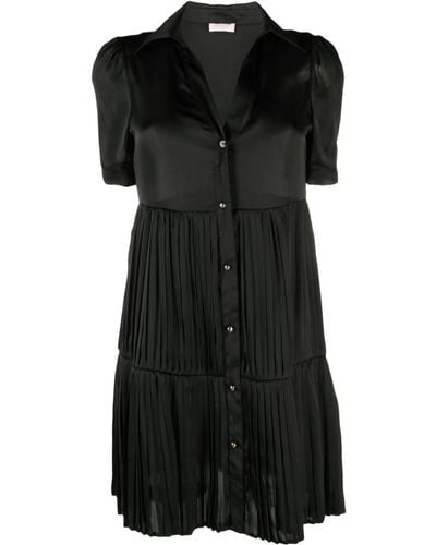 Liu Jo V-neck Pleated Mini Dress - Black