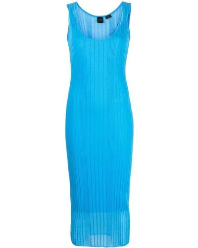 Pinko Dune Geribbelde Midi-jurk - Blauw