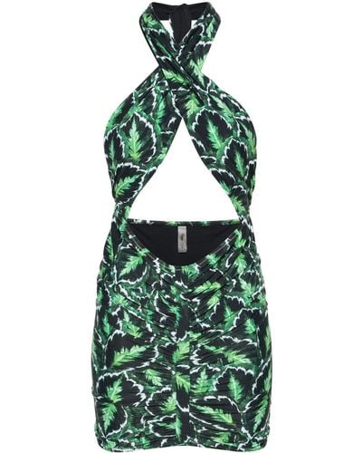 Reina Olga Stallion Palm-print Minidress - Green