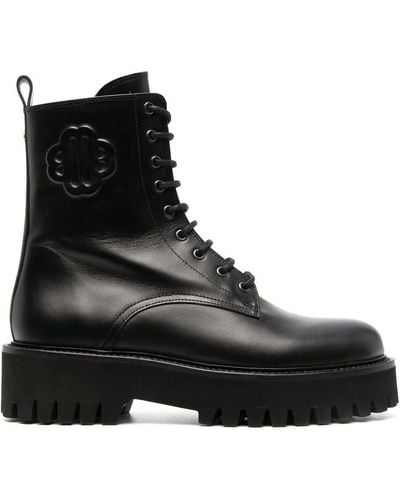 Maje Lace-up Leather Boots - Black