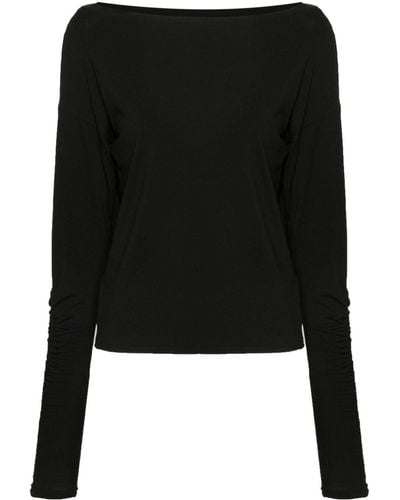 Patrizia Pepe Cold-shoulder Ruched T-shirt - Black