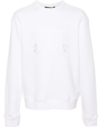 Roberto Cavalli Logo-embroidered Cotton Sweatshirt - White