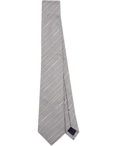 Paul Smith Stripe-pattern Silk Tie - Grey