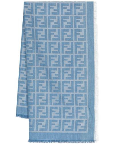 Fendi モノグラム スカーフ - ブルー