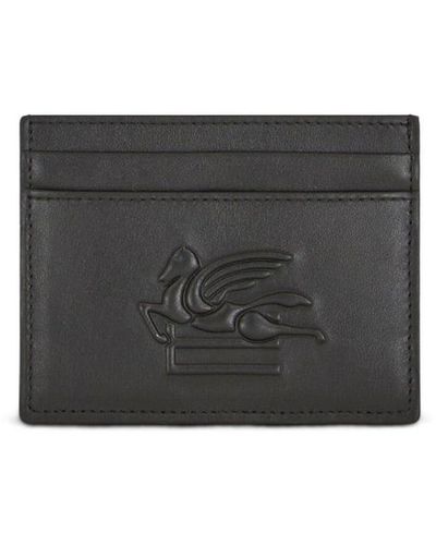 Etro Tarjetero Pegaso con motivo en relieve - Gris