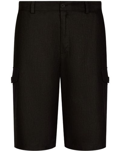 Dolce & Gabbana Linnen Bermuda Shorts - Zwart