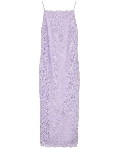 Carolina Herrera Floral-lace Square-neck Dress - Purple