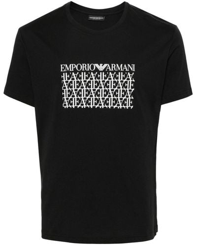 Emporio Armani T-shirt en coton à logo imprimé - Noir
