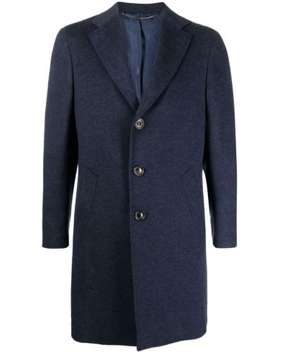Canali Single-breasted Wool-blend Peacoat - Blue