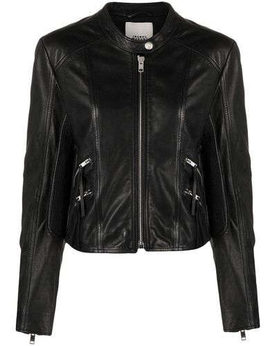 Isabel Marant Lederjacke mit Einsätzen - Schwarz