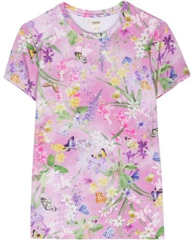 L'Agence T-Shirt mit botanischem Print - Pink