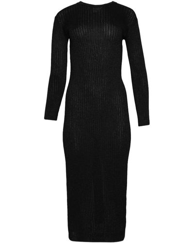Alexandra Golovanoff Robe Maxi Ribbed Dress - Black