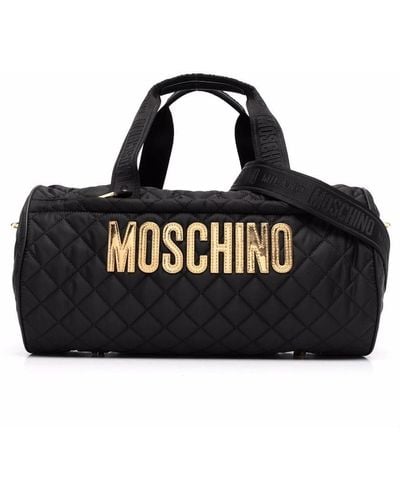 Moschino Diamond-quilted Logo Holdall - Black