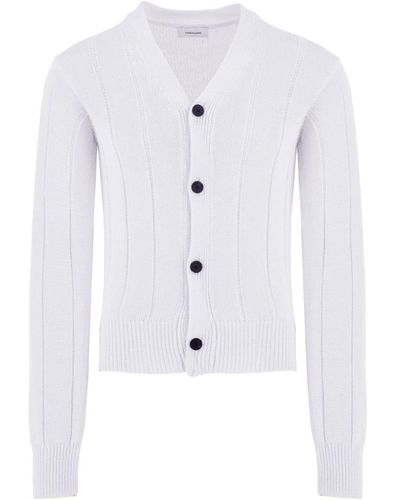 Ferragamo Ribbed Open-knit Cardigan - White