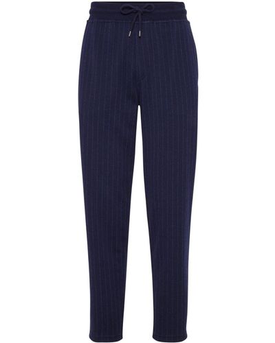 Brunello Cucinelli Pinstriped Mid-rise Track Trousers - Blue