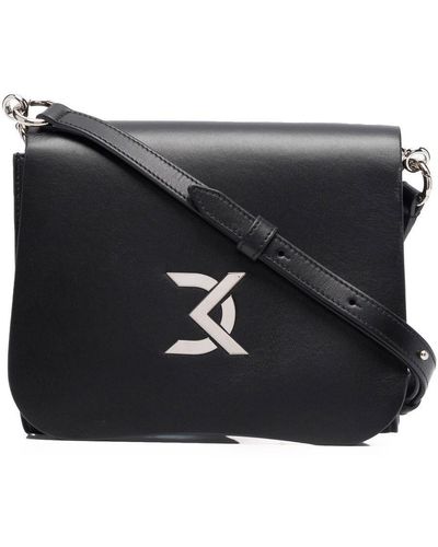 David Koma Logo-lettering Leather Shoulder Bag - Black