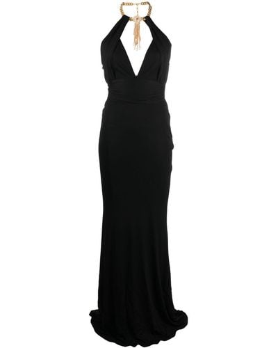 Roberto Cavalli Cut-out Neck-strap Fitted Dress - Black