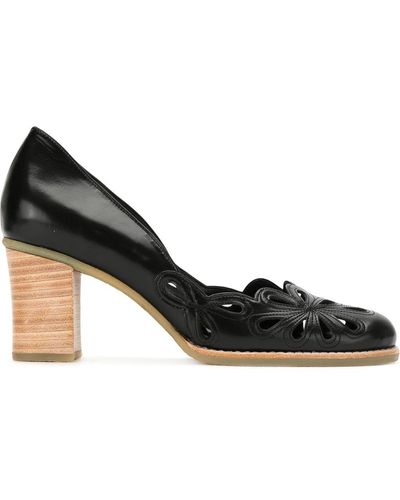 Sarah Chofakian Cut-out Detail Court Shoes - Black