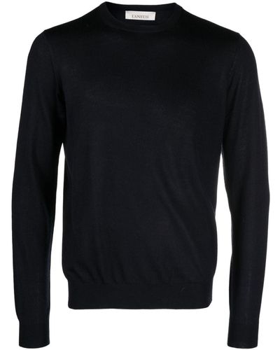 Laneus Fine-knit Crew-neck Sweater - Black