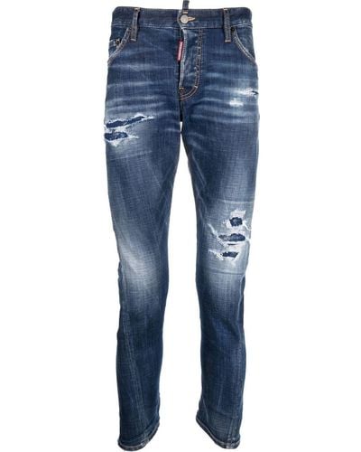DSquared² Slim-fit Distressed-effect Jeans - Blauw