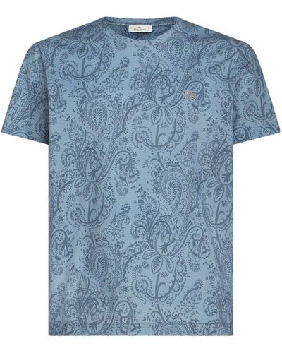 Etro T-Shirt mit Paisleymuster - Blau