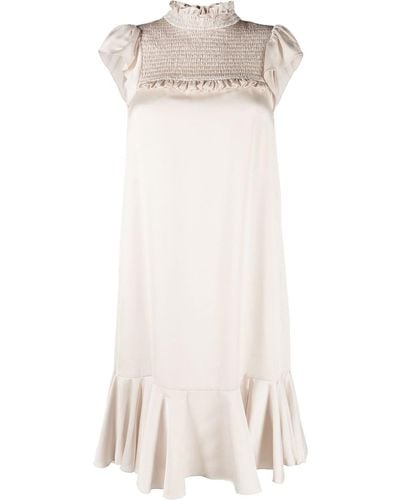 See By Chloé Neutral Ruffled Cocktail Dress - Women's - Polyester - White