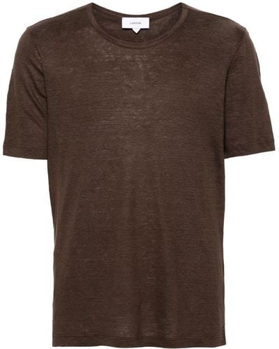 Lardini Short-sleeve Linen T-shirt - Brown