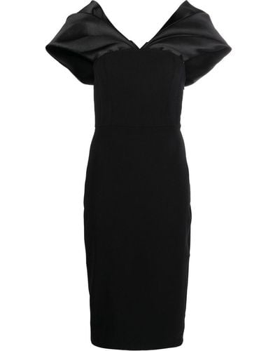 Solace London Wrenley Off-shoulder Midi Dress - Black