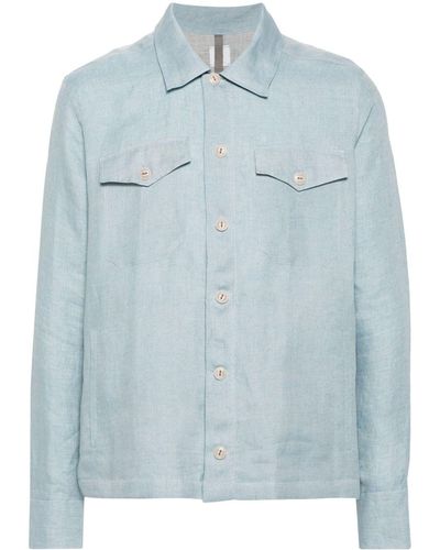 Eleventy Long-sleeve Linen Shirt - Blue