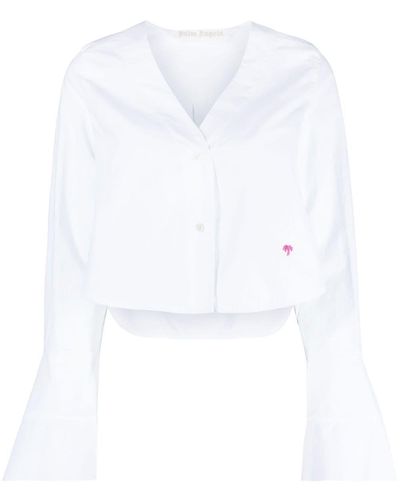 Palm Angels Cropped-Hemd - Weiß