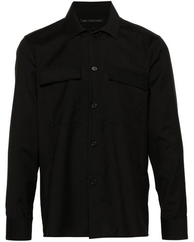 Low Brand Patch-pocket Virgin-wool Shirt - Black