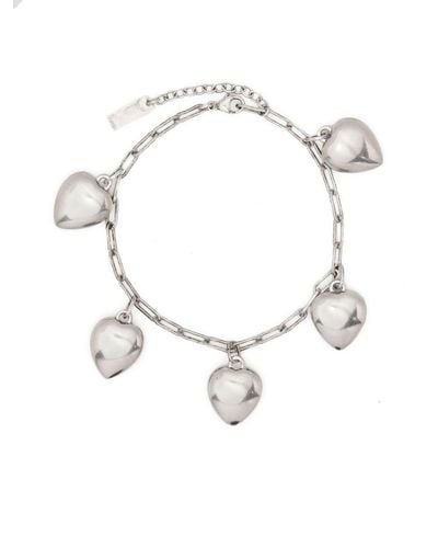 Saint Laurent Heart-pendant Chain Bracelet - White
