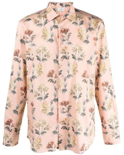 Etro Floral-print Cotton Shirt - Pink