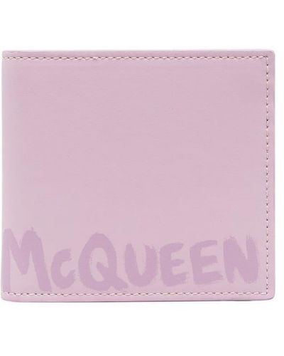 Alexander McQueen Graffiti-print Leather Wallet - Purple