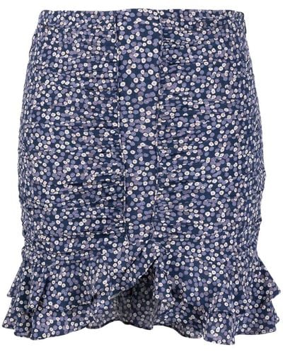 Isabel Marant Milendi floral-print ruched miniskirt - Blu