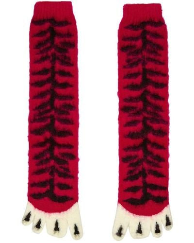 Doublet Graphic-print Toe-slip Socks - Red