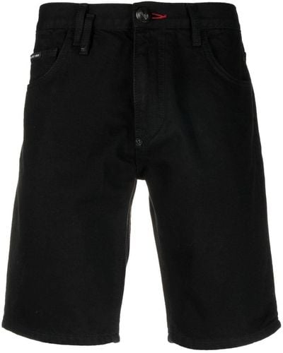 Philipp Plein Straight-leg Denim Shorts - Black
