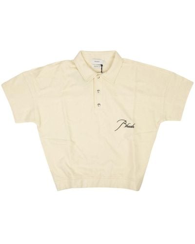 Rhude Logo-embroidered Polo Shirt - Natural