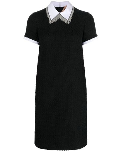 N°21 Fringe-detail Short-sleeve Dress - Black