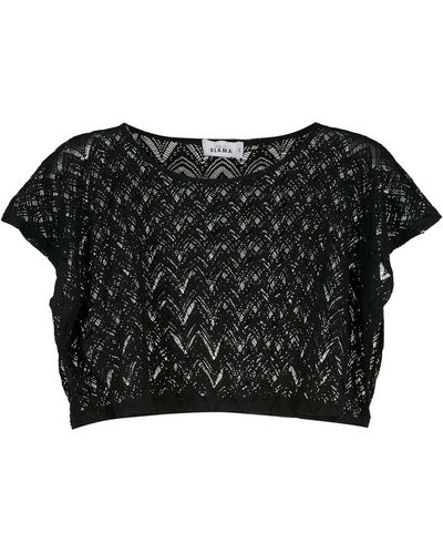 Amir Slama Cropped-knitted Top - Black
