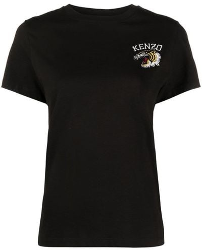 KENZO T-shirt Met Geborduurde Tijger - Zwart