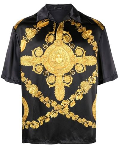Versace Camicia con stampa maschera barocca - Nero